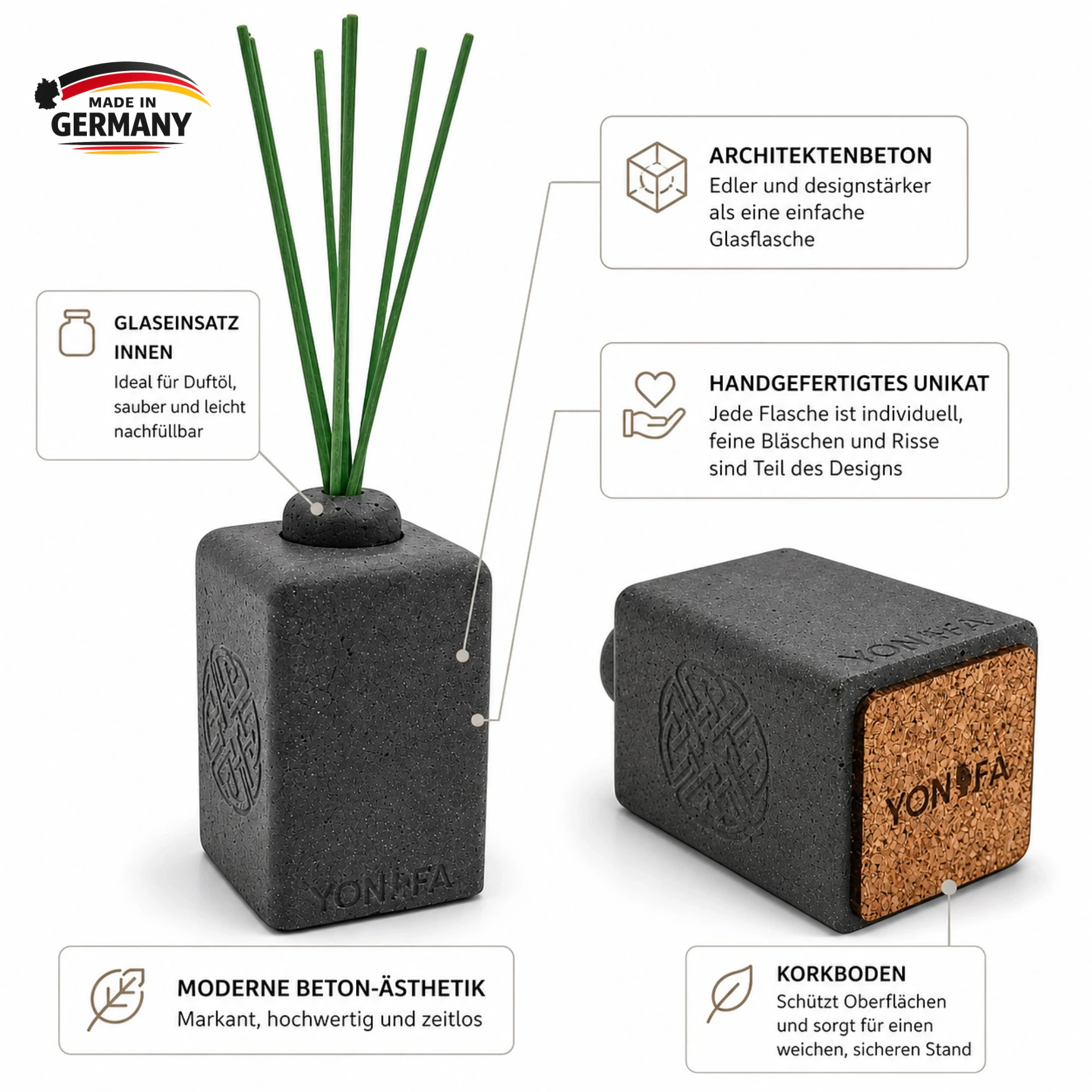 Diffusor-Flasche aus Architekturbeton Grau Var.1