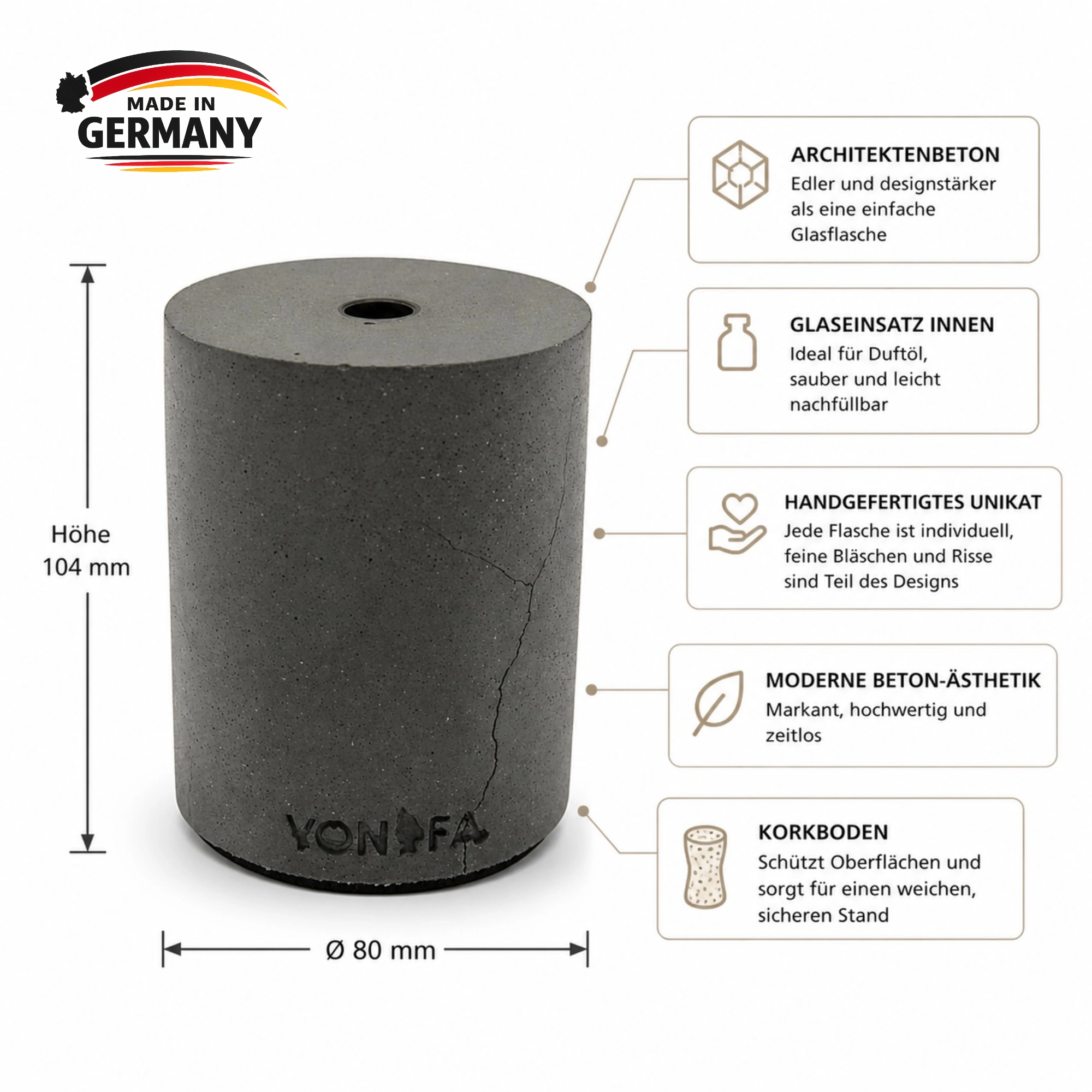 Diffusor-Flasche aus Architekturbeton Grau Var.2