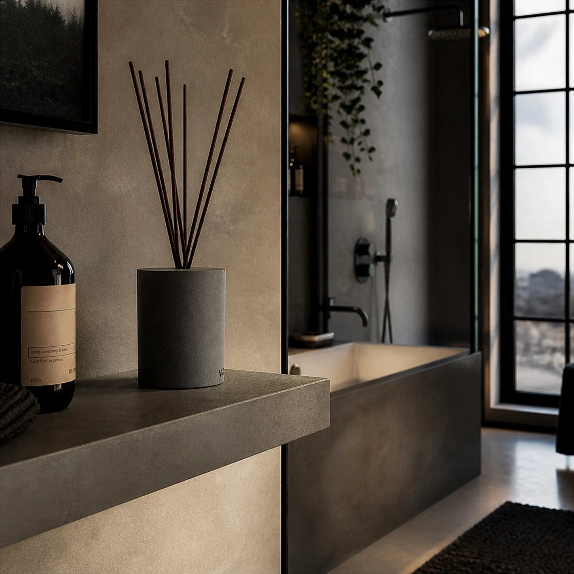 Diffusor-Flasche aus Architekturbeton Grau Var.2