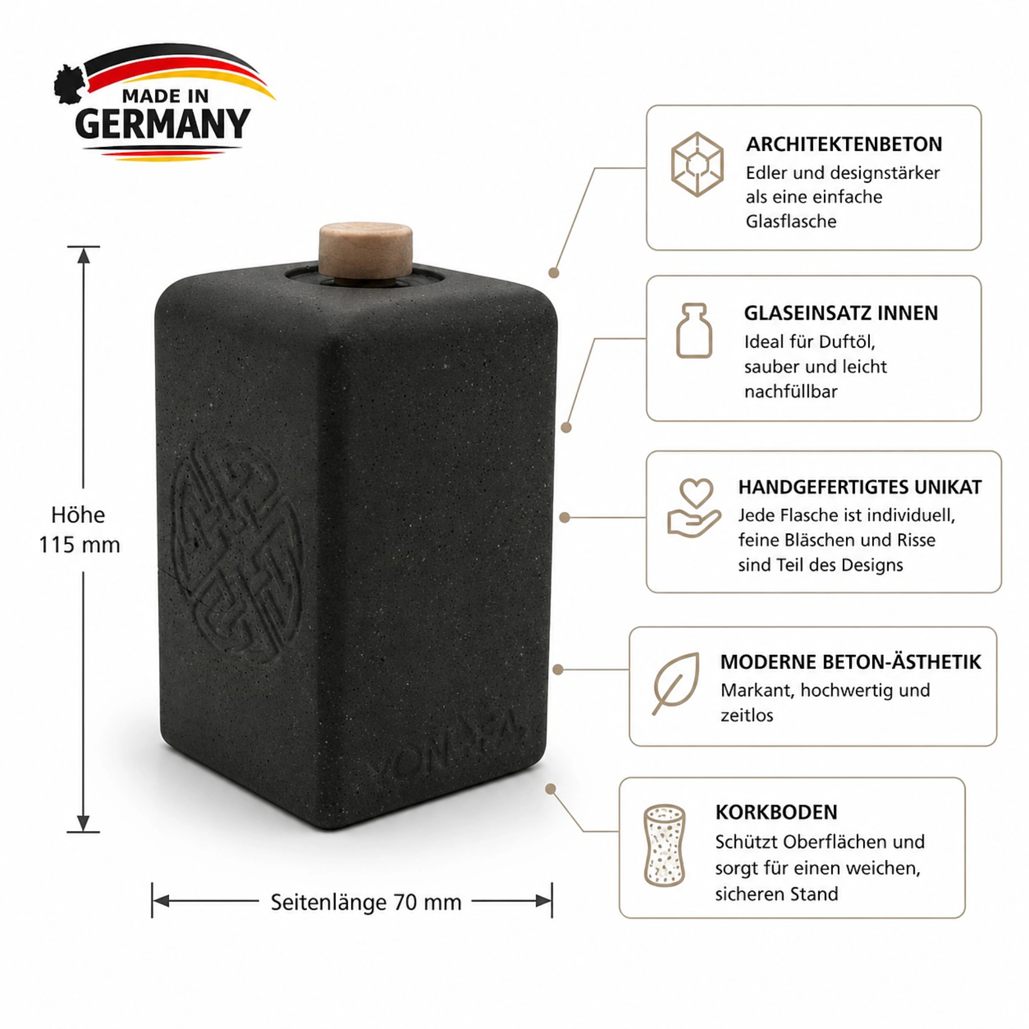Diffusor-Flasche aus Architekturbeton Grau Var.3