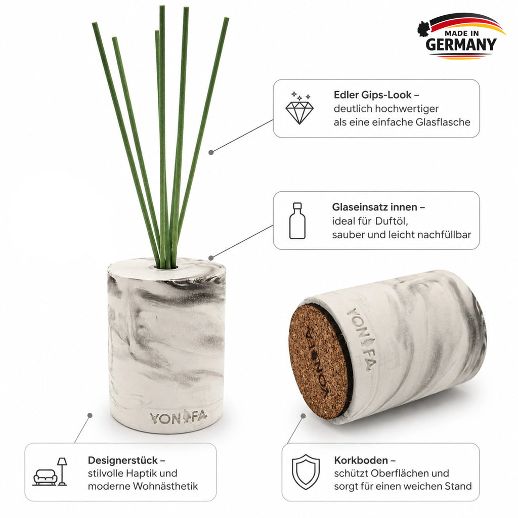 Diffuser-Gipsflasche Marmoreffekt Grauweiß Var.1